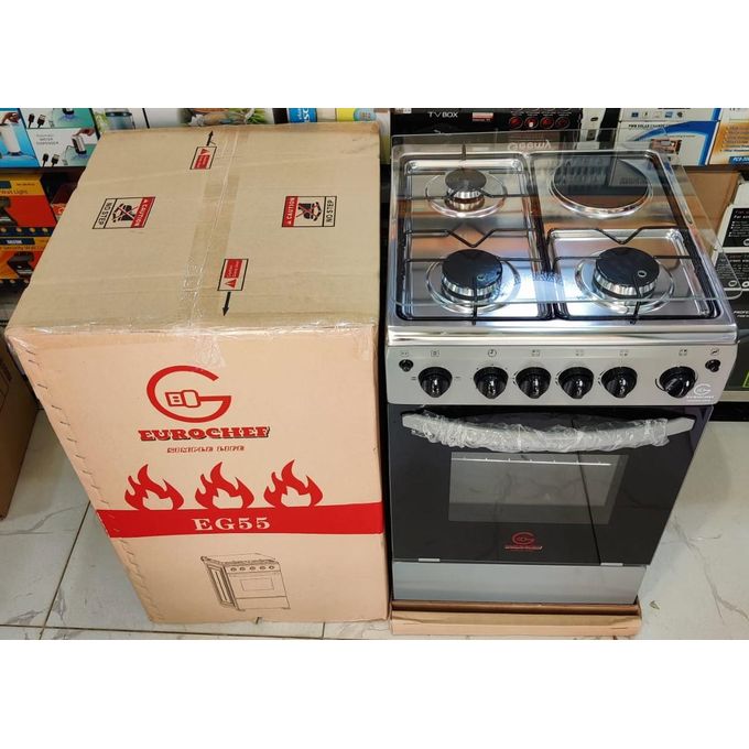 Eurochef 50*50, 3 Gas Jet Burners + 1 Hot Plate, Electric Oven Free Standing Gas Cooker